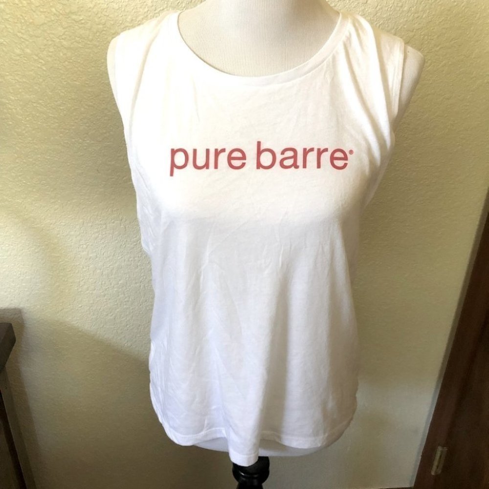 Pure Barre White Sleeveless Tank Top Workout Tee : Medium